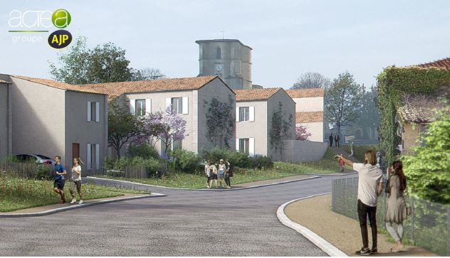 Au bourg de Nérigean, petite commune rurale viticole de l’Entre Deux Mers, joli projet consistant en la réalisation d’un lotissement de 13 maisons de ville de 3 et 4 pi&egrav...